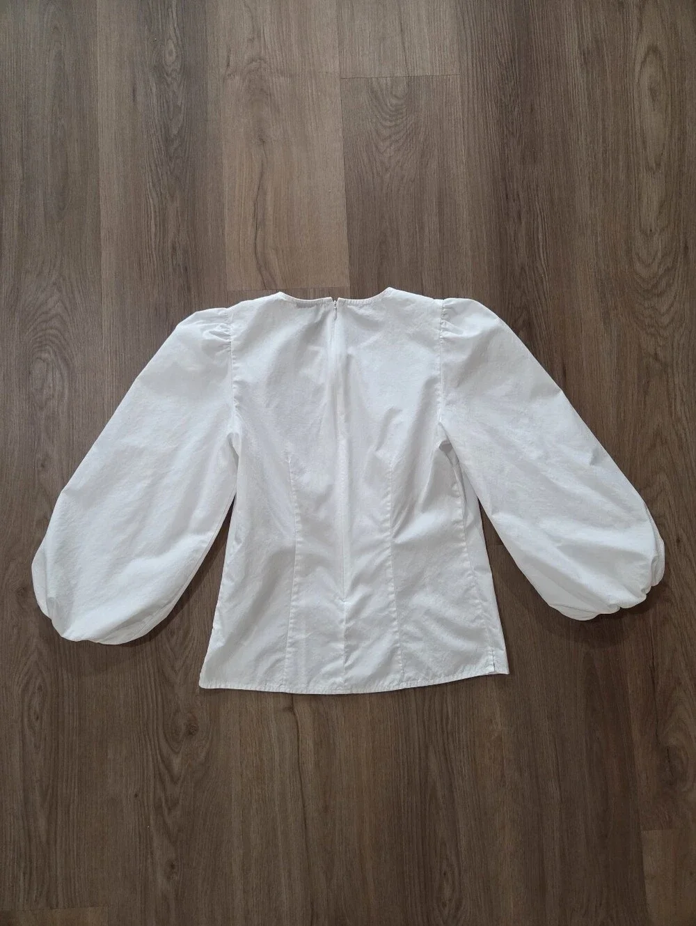 J.Crew x Thomas Mason Puff Sleeve Cotton Poplin Blouse 0 Minimalist Clean Girl